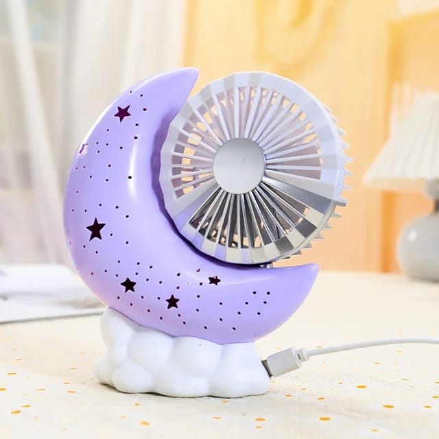 Moon Shaped Mini Fan, USB Rechargeable Desktop Lamp Fan, Adjustable Angle Pen Holder Fan Moon Shaped Mini Fan, USB Rechargeable Desktop Lamp Fan, Adjustable Angle Pen Holder Fan